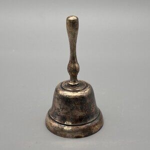 Vintage Silver Plated Hand Bell With Turned Handle And Naturally Aged Patina